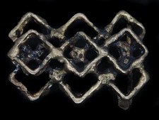 TD01160 VINTAGE 1970s ABSTRACT DIAMONDS SOLID BRASS ART FASHION BELT BUCKLE