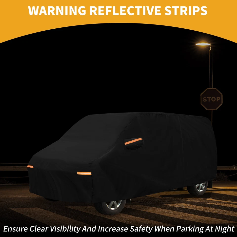 Capa de carro para todas as condições climáticas para Ford E-Series preta 190T-PU com zíper esquerdo - Imagem 3 de 4