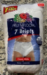 VTG 2001 Fruit Of The Loom 3 Pack Men’s White Briefs XL 42 44 7601 Underwear - U