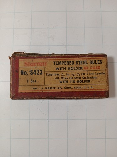Starrett No. S 423 Ruler Set 32 64  Made In USA Machinist Tools - Picture 1 of 3