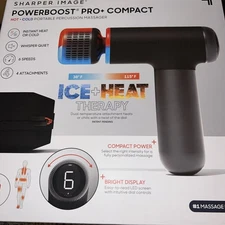 Sharper Image PowerBoost Pro + Compact Hot & Cold Percussion Massager Black