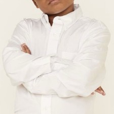 Chaps Boys White Long Sleeve Button Down Dress Shirt size 14 Youth
