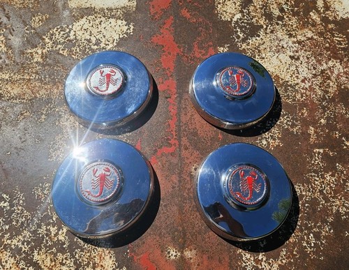 Set of 4 Original 1957-1975 Fiat 500 Abarth Hubcaps Hub Caps Scorpion 6" 