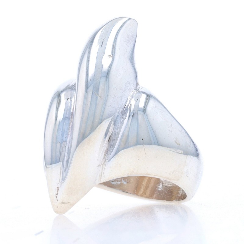 Sterling Silver Dome Statement Ring - 925 Wave - image 3
