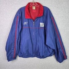 Vtg NFL New York Giants Men  s L Reebok Windbreaker Zip Sleeves Full Zip Jacket