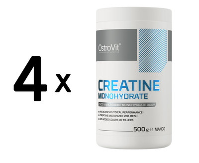 4 x OstroVit Creatine Monohydrate, Mango - 500g (20,00 EUR/kg)