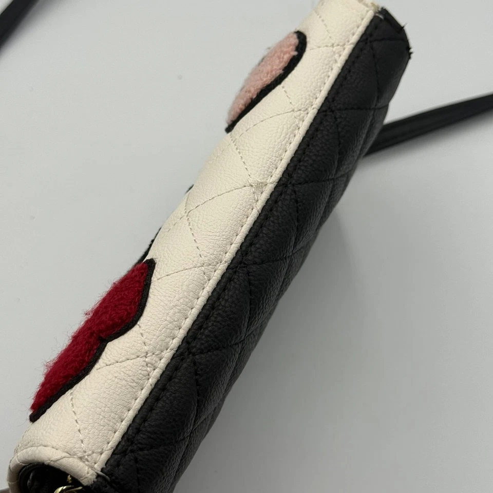 Betsey Johnson Black Quilted Heart Crossbody Handbag with Turn-lock Bow - Image 4 of 4