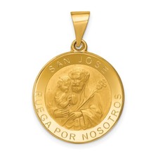14k Yellow Gold Saint Joseph Medal Pendant Catholic San Jose Religious Necklace