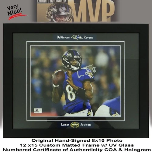 Lamar Jackson Baltimore Ravens MVP Autographed 8x10 Photo Custom Framed w/ COA