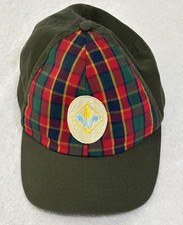 Cub Scouts Webelos Uniform Cap Hat Small Medium Green Plaid pre-owned