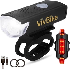 VivBike Rechargeable Bicycle Lights Set for Daily Use, LED Front Light and Rear