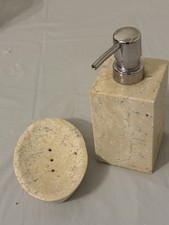 NWOT Marble Soap Dispenser And Marble Soap Holder Set