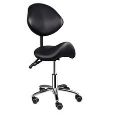 Ergonomic Saddle Stool Hydraulic Swivel Rolling Saddle Chair W/ Backrest 