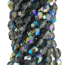 4mm Czech Faceted Montana Blue AB Firepolish Glass Beads 25