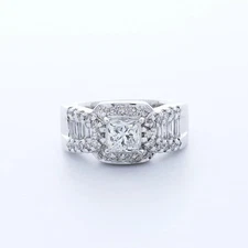 Engagement Ring Halo 14K White Gold 2.21 Carat Princess Lab-Grown Diamond D VS2