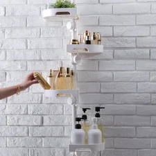 4-Tier Corner Shower Caddy Tension Pole Organizer - Adjustable Rustproof Meta...