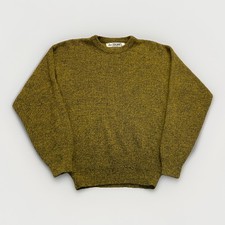 Le Tigre Sweater Mens M Acrylic Knit Vintage 90s Yellow Crewneck Pullover