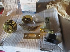 New NOS Door Lock Deadbolt Brass 4103 Keyed Classic Vintage Auxiliary 7A