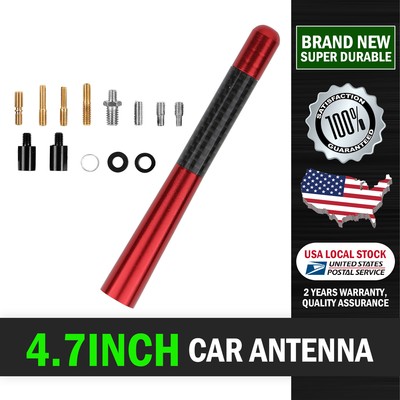 12 CM For Jeep Short Red Car Antenna Radio Reception AM/FM Mast Adapt Screws