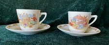 Set of 2 Vintage Royal Doulton Bunnykins Vintage Teacups/Saucers, EUC