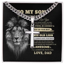 Personalized Engraved Cross Necklace For Son, To My Son Necklace From Dad Gift