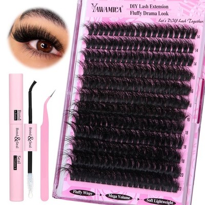 Fluffier Lash Extension Kit Thick 200D Volume Eyelash Extension Kit 14-20mm W...