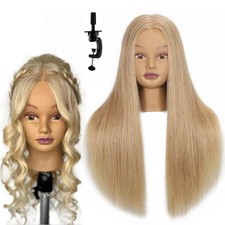 Mannequin Head Human Hair 24" 100 Human Hair Mannequin Head Cosmetology Mann...