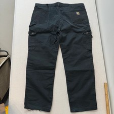 Carhartt B342 Black Duck Canvas Cargo Work Pants Straight Leg Utility Pocket Si