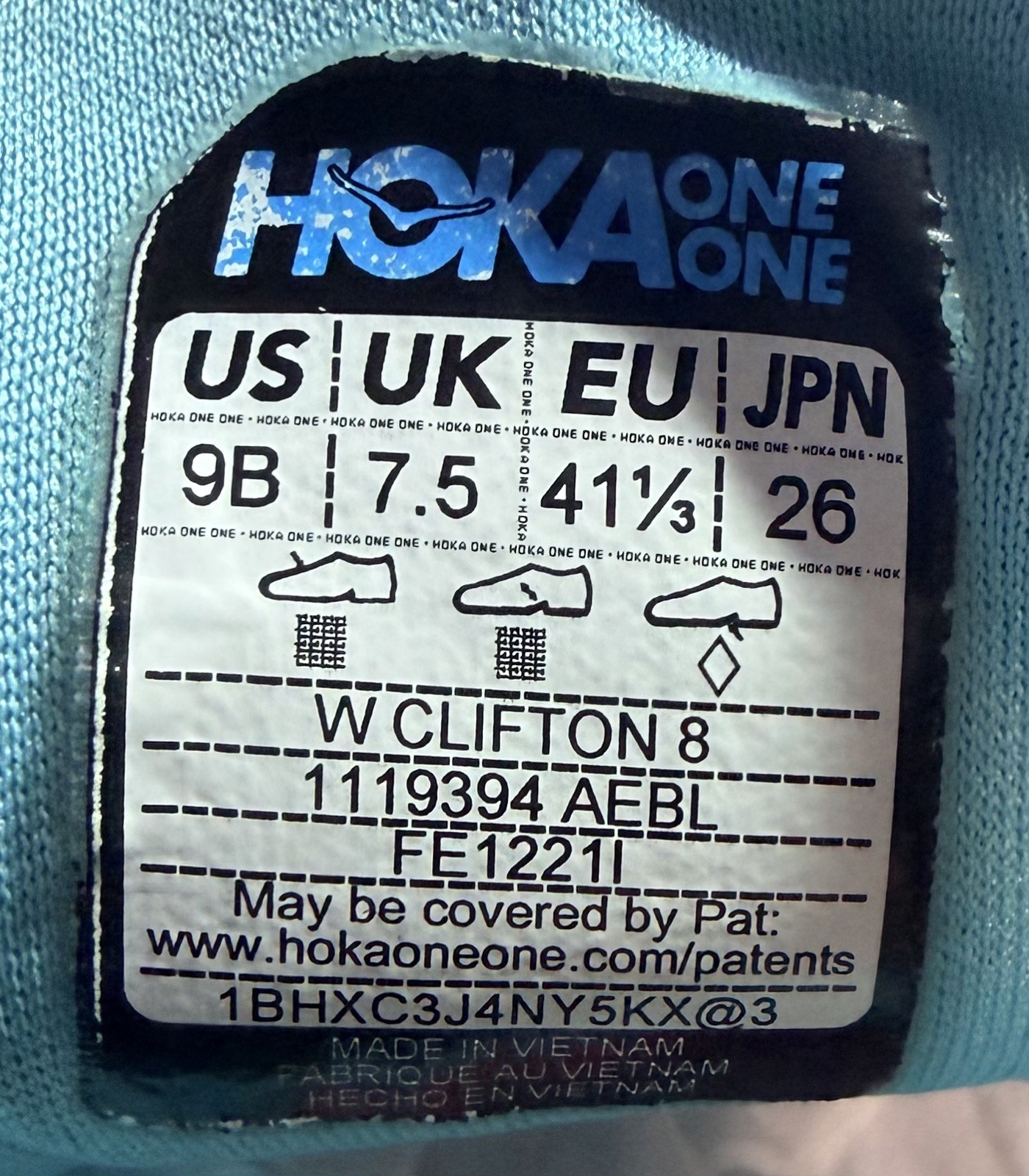 Hoka One One Clifton 8 Womens Size 9B US AQUARELLE/ BLUE Running Athletic Shoes thumbnail 9