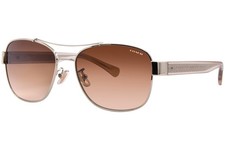 Coach Women's HC7064 HC/7064 9265/13 Gold/Crystal Brown Pilot Sunglasses 56mm