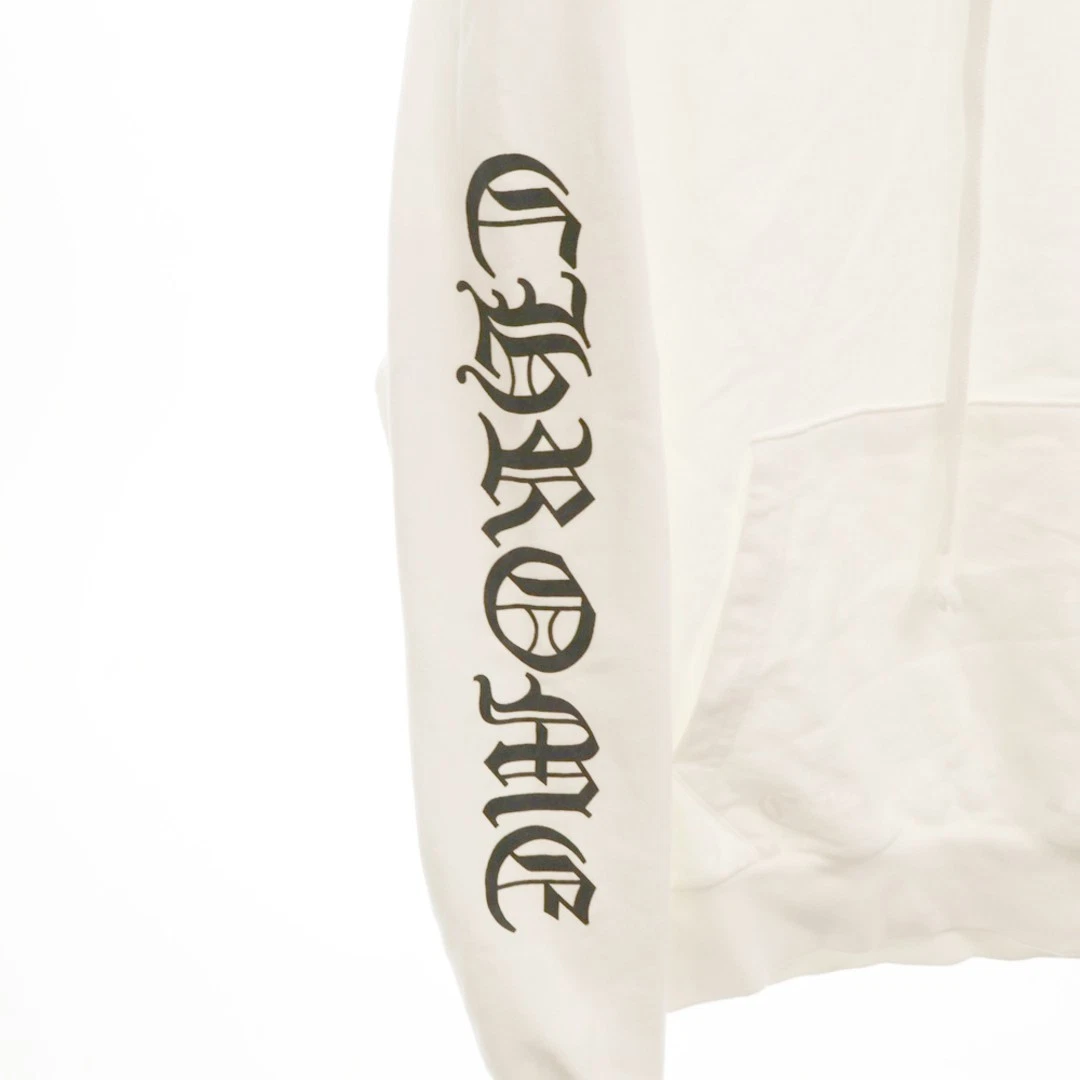 Felpa con cappuccio pullover Chrome Hearts SWTSHRT PLVR manica stampa inglese bianca usata bf82c