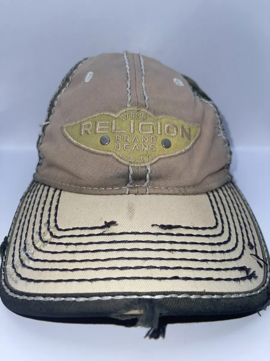 True Religion Men Trucker Hat green xxx Distressed Vintage Embroidered  wings log