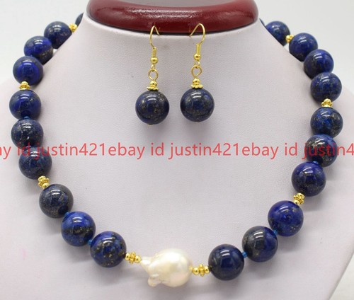Natural 14mm Multicolor Gems White Keshi Baroque Pearl Necklace Earrings Set 18" - Picture 28 of 45