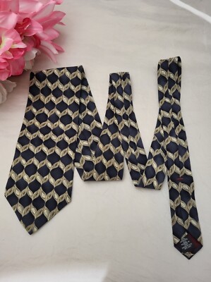 Courreges Homme Italian Navy Blue Grey Men's Neck Tie 100% Silk