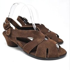 Arche Obibbi Sandal Womens Size 38 Round Chunky Heel Brown Nubuck Slingback Shoe