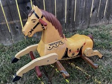 Rich Toys Davy Crockett Rocking Spring Horse Vtg Child Cowboy Western 1950's Old