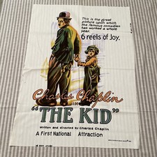 The Kid Charlie Chaplin Wesco-Reltex Material MOVIE POSTER 1982 Fabric 22x29&rdquo;