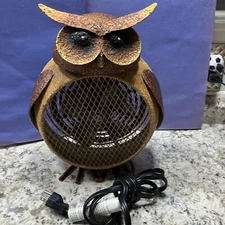 Deco Breeze Bronze Black Metal Owl Two-Speed Electric Circulating Fan Heater 12"
