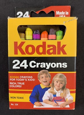 Vintage Kodak RoseArt 24 Non-Toxic Crayons No. 124 - Made in USA
