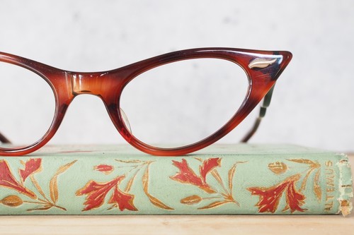 Vintage cateye eyeglasses 1960s By Foremost optical NOS USA new old stock brown - Picture 2 of 9