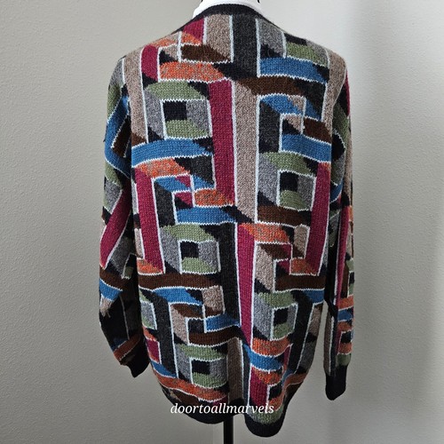 Minkha Oversized Grandpa Sweater Cardi ALPACA Hand Knit Bolivia sz M -XL - Picture 9 of 11