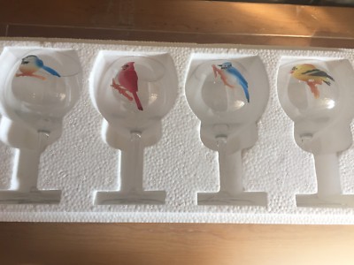 4 Backyard Bird CATHY BRADFORD LIMITED EDITION - Red Wine Glasses Nature Lover