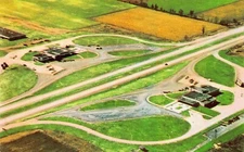 Indiana Toll Road Glass House Restaurant Gas Station Aerial Vtg Postcard A12