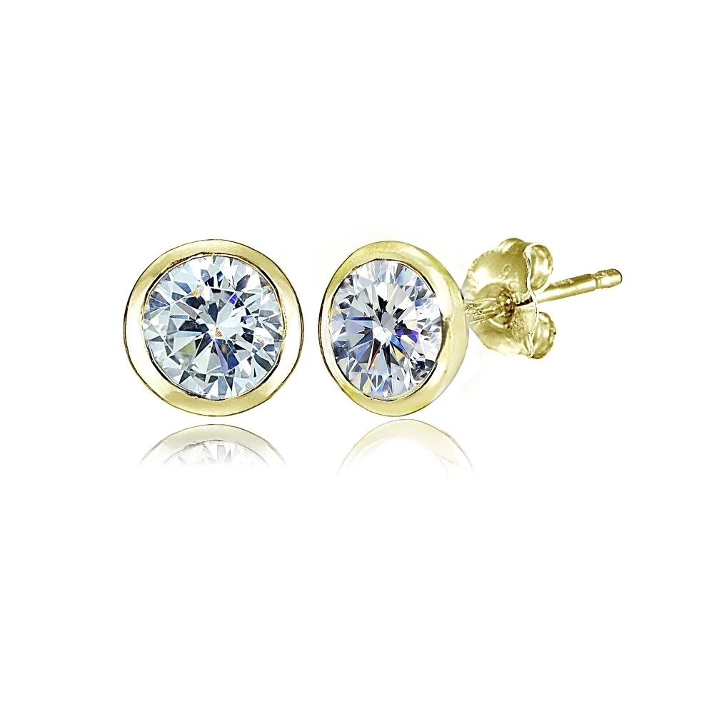 5mm Martini Clear Stud Earrings with Swarovski Crystals in Gold Plated  Silver