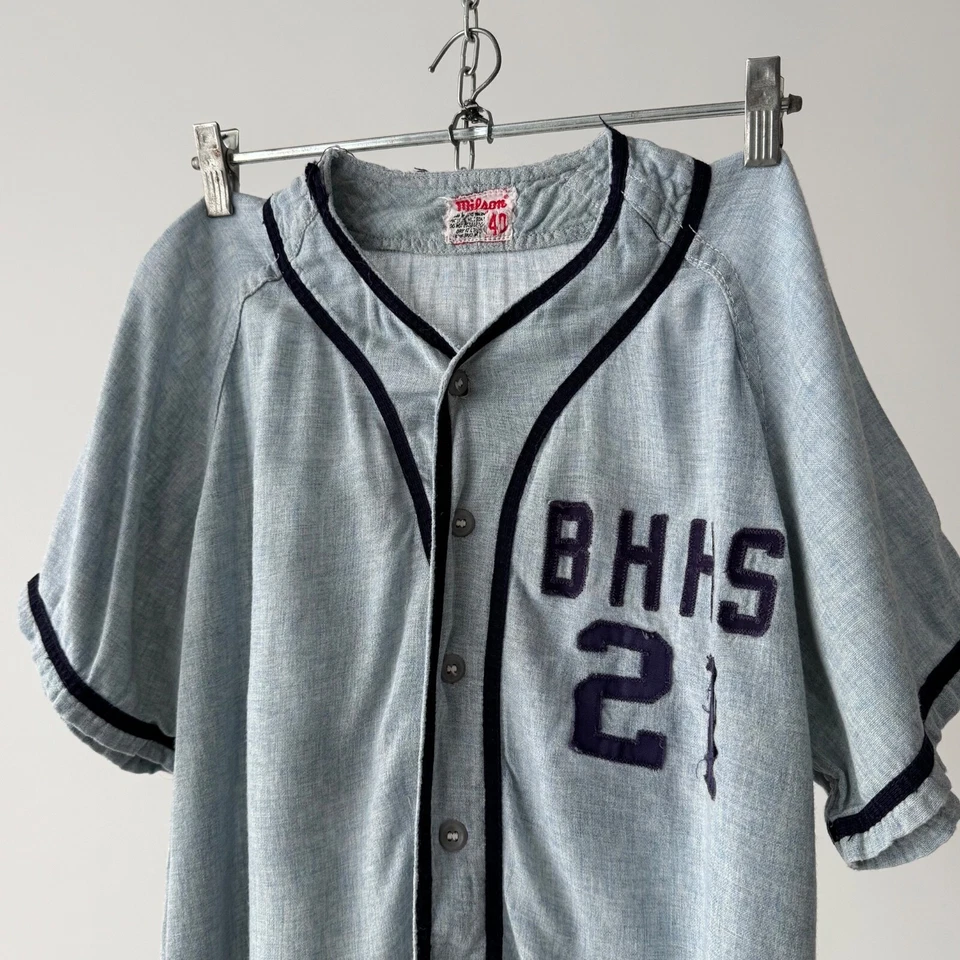 Vintage 60s Beverly Hills High School by Wilson USA Baseball Jersey 21 Size 40 - Image 2 of 4