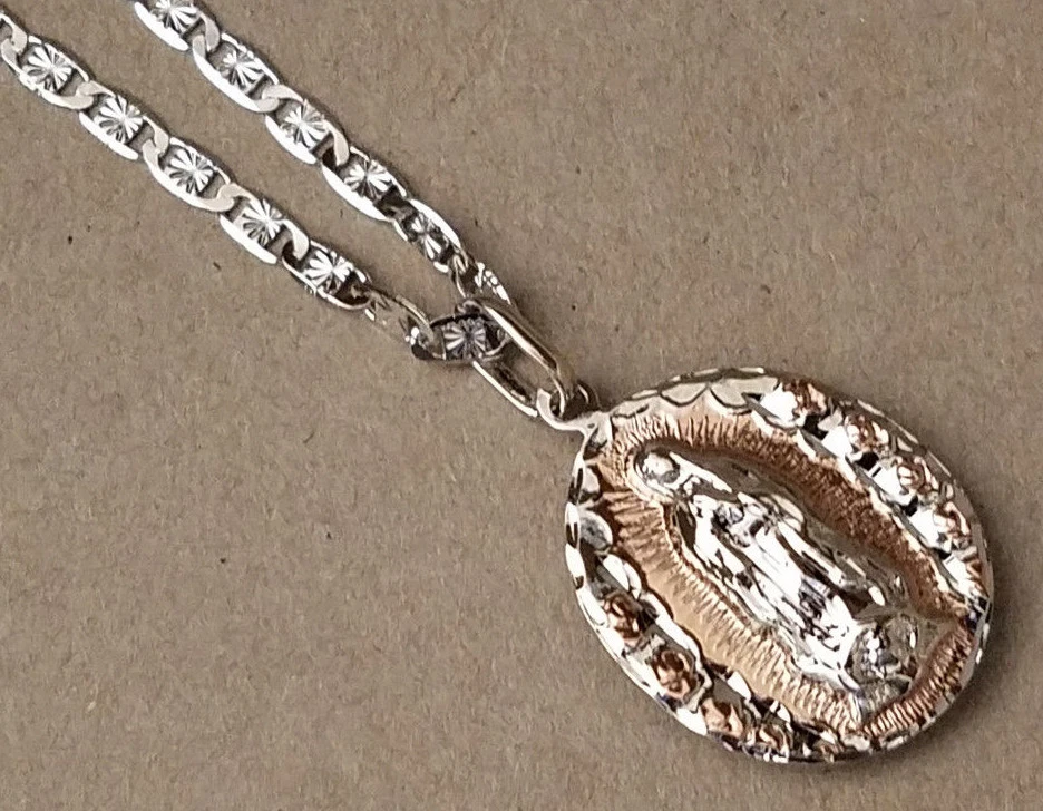 Set ciondoli Lady' lunghi 24 pollici rodiati Valentino catena e bifacciale bicolore