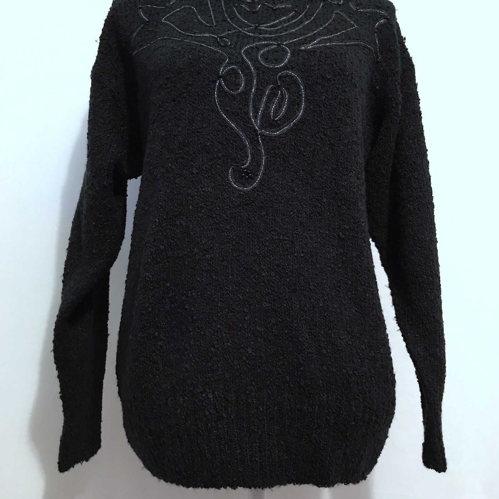 Vintage Bramble Lane Black Sweater Women M - image 4