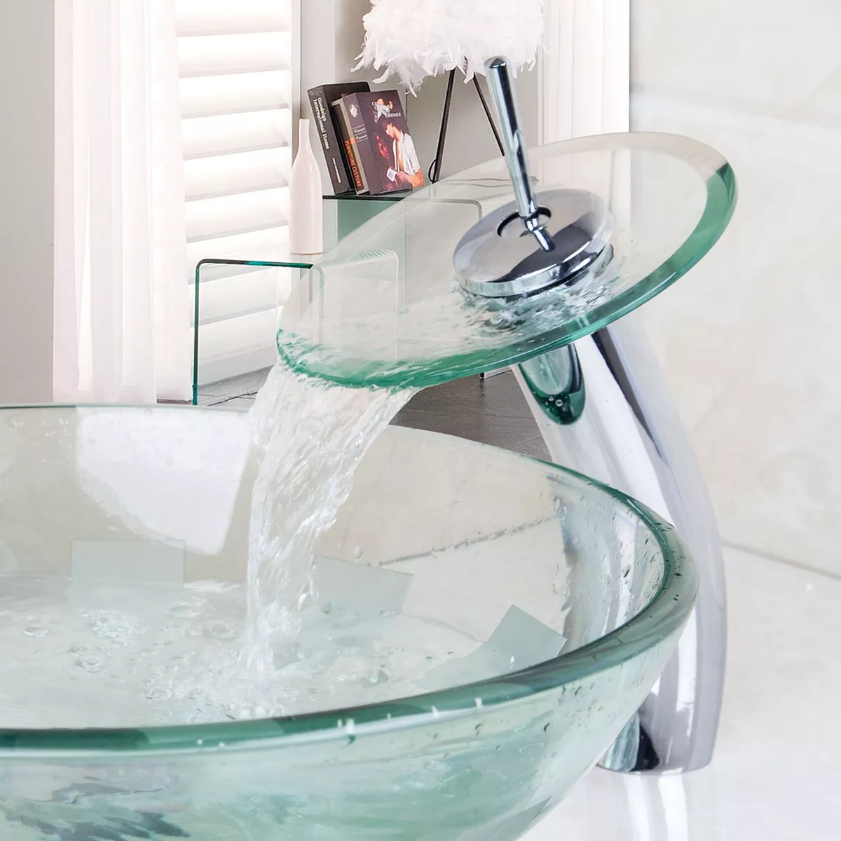 Waterfall faucet for vessel cheap sink