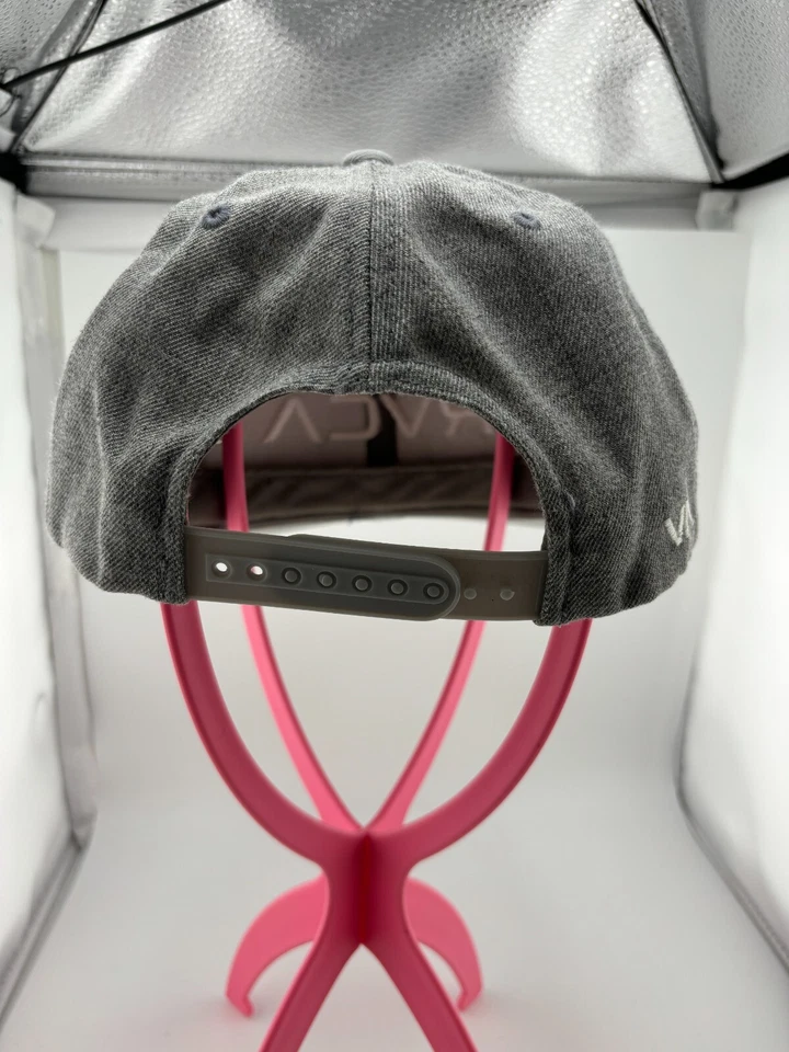 RVCA Gray Flat Bill Snap Back Hat Baseball Cap Wool Blend Hat Mid Fit - Image 4 of 4