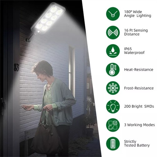Outdoor Solar Wall Light LED Motion Sensor Bright Flood Street Lamp 3 Modes - Picture 9 of 12